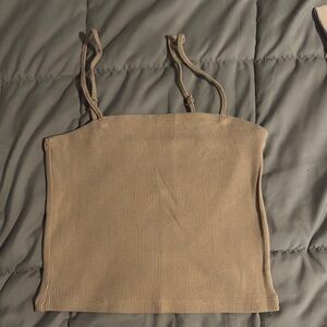 Beige Ribbed Women's Top